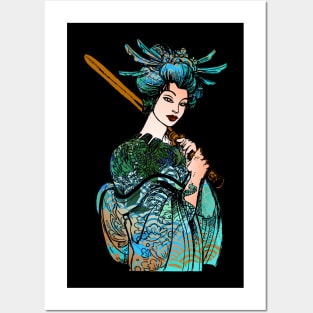 Japanese Geisha Sword Samurai Warrior 110 Posters and Art